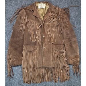 Schott Rancher Jacket Mens 40 Brown Suede Leather Fringes Vintage